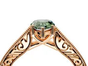 Solitaire Engagement Ring Setting for Fancy Green Pear-Shaped Center with Engraved Pave Band and Prong Head in Rose Gold