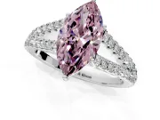 Solitaire Engagement Ring Setting for Fancy Pink Marquise Center with Pave Split Shank and Prong Head in White Gold