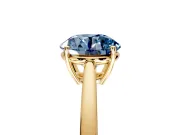 Solitaire Engagement Ring Setting for Fancy Blue Round Cut Center with Open Cathedral Shoulders and Prong Head in Yellow Gold