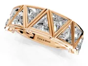 Triangle Lab-Grown Diamond Geometric Men's Wedding Band with Angular Frames in Rose Gold