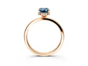 Hidden Halo Engagement Ring Setting for Fancy Blue Emerald Cut Center with Plain Band and Tall Prong Head in Rose Gold