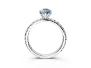 Solitaire Engagement Ring Setting for Fancy Blue Pear-Shaped Center with Shared-Prong Accents and Prong Head in Sterling Silver