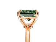 Minimalist Solitaire Engagement Ring Setting for Fancy Green Radiant Cut Center with Thin Band and Prong Head in Rose Gold