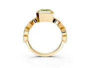 Milgrain Bezel Engagement Ring Setting for Fancy Yellow Asscher Cut Center with Marquise Stations and Bezel Head in Yellow Gold