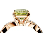 Solitaire Engagement Ring Setting for Fancy Yellow Princess Cut Center with Half-Pave Crossover Band and Prong Head in Rose Gold
