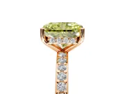 Solitaire Engagement Ring Setting for Fancy Yellow Radiant Cut Center with Fine Pave Band and Prong Head in Rose Gold