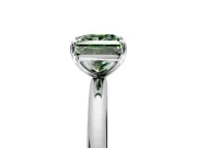 Low-Set Solitaire Engagement Ring Setting for Fancy Green Princess Cut Center with Thin Plain Band and Prong Head in Sterling Silver
