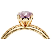 Solitaire Engagement Ring Setting for Fancy Pink Pear-Shaped Center with Milgrain X Pattern Band and Prong Head in Yellow Gold