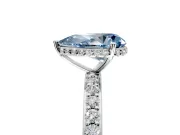 Hidden Halo Engagement Ring Setting for Fancy Blue Pear-Shaped Center with Pave Band and Prong Head in White Gold