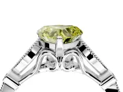Solitaire Engagement Ring Setting for Fancy Yellow Heart-Shaped Center with Marquise and Bezel Accents and Prong Head in Sterling Silver