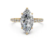 Solitaire Engagement Ring Setting for Marquise Center with Pave Accents and Prong Head in Yellow Gold