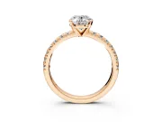 Solitaire Engagement Ring Setting for Oval Center with Large Accents and Prong Head in Rose Gold