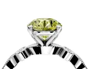 Solitaire Engagement Ring Setting for Fancy Yellow Round Cut Center with Milgrain Bezel Accents and Prong Head in Sterling Silver