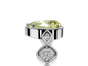 Vintage Station Engagement Ring Setting for Fancy Yellow Pear-Shaped Center with Accents and Prong Head in Sterling Silver