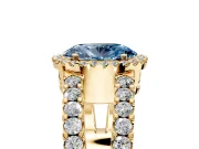 Halo Engagement Ring Setting for Fancy Blue Oval Center with Wide-Open Pave Split Shank and Prong Head in Yellow Gold