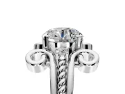 Solitaire Engagement Ring Setting for Round Cut Center with Twisted Band and Scroll Prong Head in Platinum