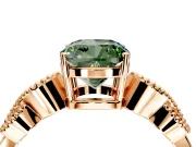 Leaf Engagement Ring Setting for Fancy Green Cushion Cut Center with Milgrain Accent Band and Prong Head in Rose Gold