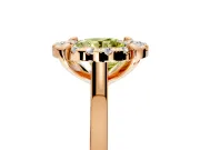 Single Halo Engagement Ring Setting for Fancy Yellow Round Cut Center with Corner Claws, Plain Band and Prong Head in Rose Gold