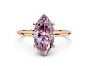 Minimalist Solitaire Engagement Ring Setting for Fancy Pink Marquise Center with Thin Band and Prong Head in Rose Gold