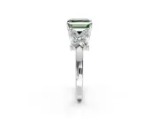 Floral Engagement Ring Setting for Fancy Green Princess Cut Center with Marquise Cluster Shoulders and Prong Head in Sterling Silver
