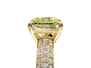 Solitaire Engagement Ring Setting for Fancy Yellow Radiant Cut Center with Multi-Row Pave Accents and Basket Head in Yellow Gold