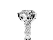Solitaire Engagement Ring Setting for Heart-Shaped Center with Bezel-Dot Beaded Band and Prong Head in Sterling Silver