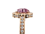 Halo Engagement Ring Setting for Fancy Pink Round Cut Center with Framed Halo, Pave Band and Prong Head in Rose Gold