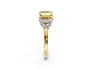 Leaf Cluster Engagement Ring Setting for Fancy Yellow Asscher Cut Center with Marquise Accents and Prong Head in Yellow Gold