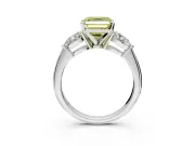 3 Stone Engagement Ring Setting for Fancy Yellow Asscher Cut Center with Large Pear-Shaped Accents and Prong Head in Platinum