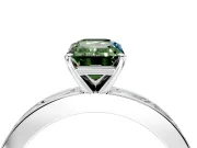 Solitaire Engagement Ring Setting for Fancy Green Emerald Cut Center with Channel Baguette Band and Prong Head in Platinum