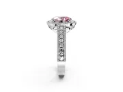 Milgrain Halo Engagement Ring Setting for Fancy Pink Oval Center with Pave Band and Prong Head in Platinum