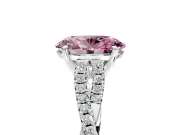 Solitaire Engagement Ring Setting for Fancy Pink Oval Center with Twisted Pave Split Shank and Prong Head in Sterling Silver