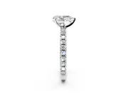 Solitaire Engagement Ring Setting for Pear-Shaped Center with Fine Pave Band and Claw Prong Head in Sterling Silver