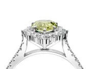 Halo Engagement Ring Setting for Fancy Yellow Pear-Shaped Center with Single-Row Pave, Open Basket and Prong Head in Platinum