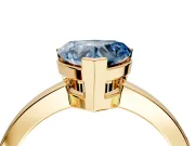 Solitaire Engagement Ring Setting for Fancy Blue Heart-Shaped Center with Plain Band and Flat Tab Prong Head in Yellow Gold