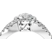 Halo Engagement Ring Setting for Pear-Shaped Center with Wide-Open Pave Split Shank and Prong Head in Sterling Silver