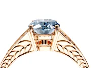 Split Shank Engagement Ring Setting for Fancy Blue Oval Center with Pave Split Shank and Prong Head in Rose Gold