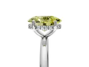 Hidden Halo Engagement Ring Setting for Fancy Yellow Oval Center with Thin Round-Wire Band and Prong Head in Platinum