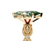 Solitaire Engagement Ring Setting for Fancy Green Marquise Center with Marquise Panel Band and Prong Head in Yellow Gold