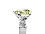 5 Stone Engagement Ring Setting for Fancy Yellow Pear-Shaped Center with Plain Band and Prong Head in Platinum