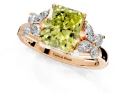 Floral Engagement Ring Setting for Fancy Yellow Radiant Cut Center with Marquise Cluster Shoulders and Prong Head in Rose Gold