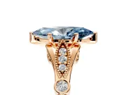 Solitaire Engagement Ring Setting for Fancy Blue Marquise Center with Marquise and Bezel Accents and Prong Head in Rose Gold