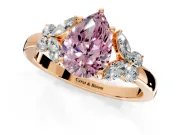 Solitaire Engagement Ring Setting for Fancy Pink Pear-Shaped Center with Marquise Flower Shoulders and Prong Head in Rose Gold