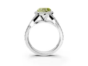 Halo Engagement Ring Setting for Fancy Yellow Heart-Shaped Center with Narrow Pave Split Shank and Prong Head in Sterling Silver