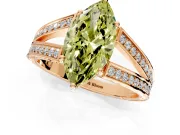 Split Shank Engagement Ring Setting for Fancy Yellow Marquise Center with Pave Split Shank and Prong Head in Rose Gold