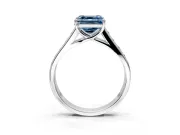 Solitaire Engagement Ring Setting for Fancy Blue Asscher Cut Center with Round Cut Channel Band and Prong Head in Platinum