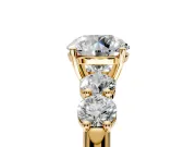 5 Stone Engagement Ring Setting for Round Cut Center with Graduated Accents and Prong Head in Yellow Gold