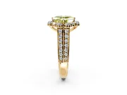 Large Accent Halo Engagement Ring Setting for Fancy Yellow Asscher Cut Center with Pave Split Shank and Prong Head in Yellow Gold