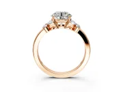 Solitaire Engagement Ring Setting for Round Cut Center with Marquise Flower Shoulders and Prong Head in Rose Gold