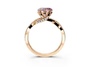 Solitaire Engagement Ring Setting for Fancy Pink Heart-Shaped Center with Narrow Twist Pave Band and Prong Head in Rose Gold